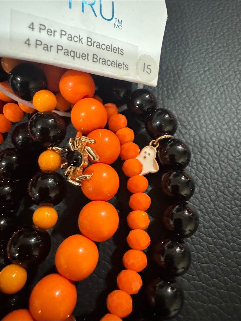 Halloween Time and Tru Orange and Black Beaded Bracelet Stack - Picture 3 of 6